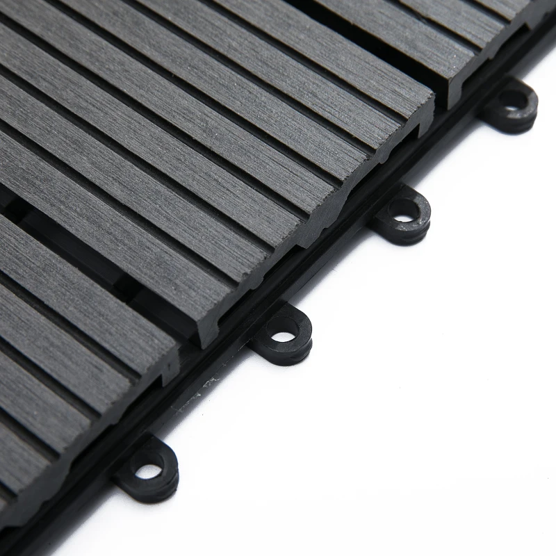 Outsunny Set 11 Rutschfeste Steckfliesen für den Außenbereich aus recyceltem HDPE, 30x30x2,2 cm, Grau