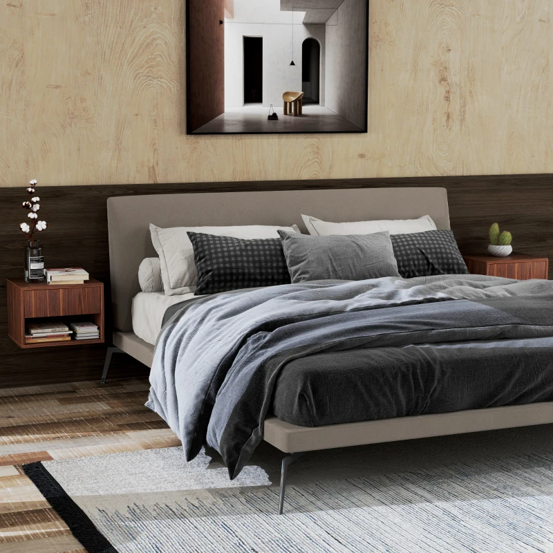 HOMCOM Set 2 Suspendierte Nachttische mit Schublade und Offenem Unteren Regal, aus Holz, 40x34x29 cm, Braun