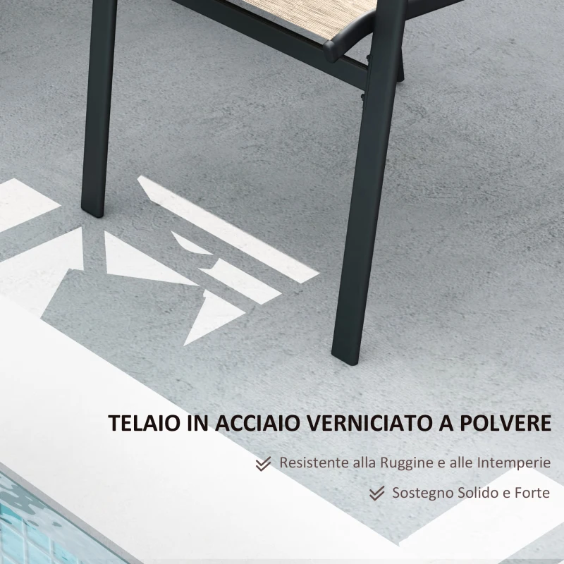 Outsunny Gartenbank für 2 Personen mit Armlehnen, hoher Rückenlehne und zentralem niedrigem Tisch aus Glas, Braun und Schwarz