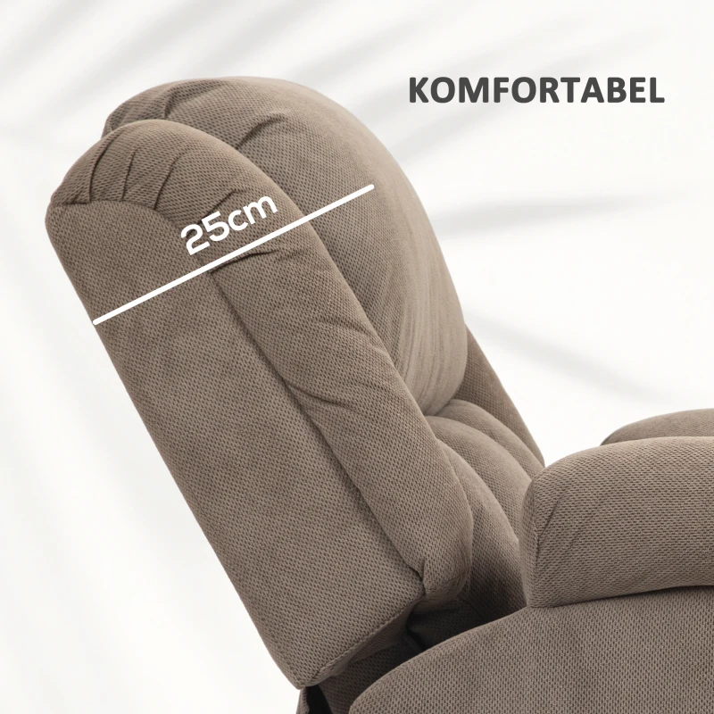 HOMCOM Fauteuil TV avec Fonction de Massage et de Chauffage, Fauteuil avec Aide au Lever Electrique, Télécommande, Poches Latérales, Marron Clair(m-7)