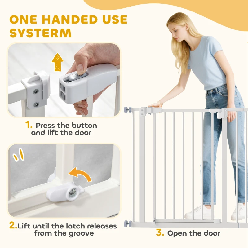 PawHut Poartă Extensibilă pentru Câini cu Montare prin Presiune, Barieră Închidere Automată și Extensie, 86x76.2 cm, Alb