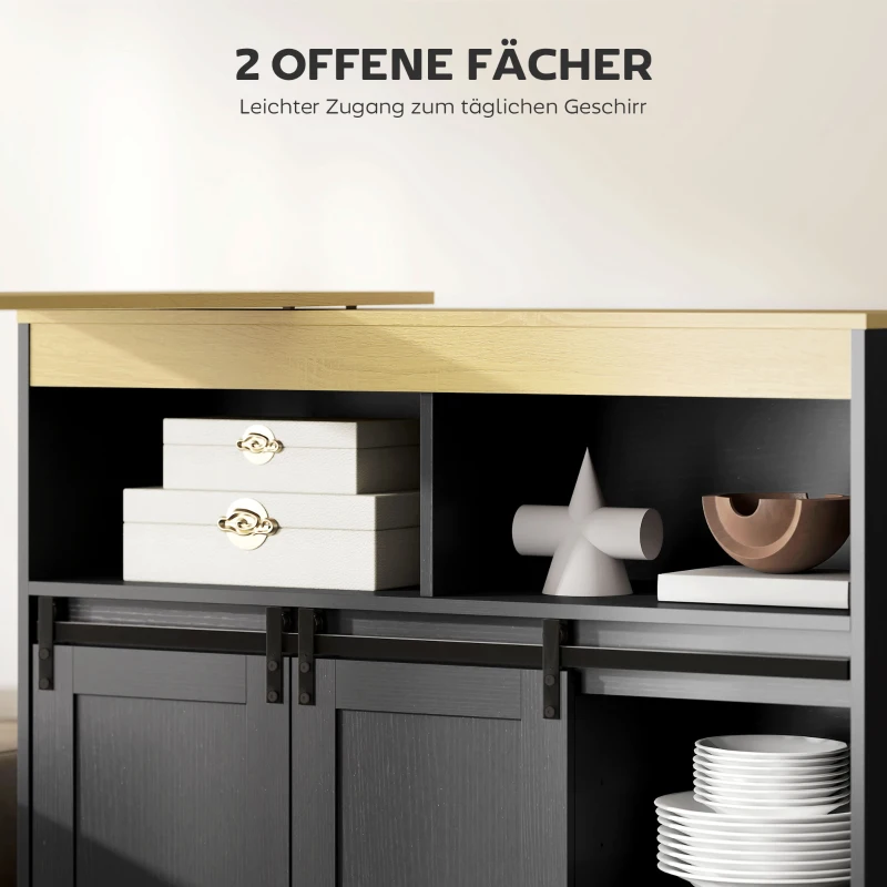 HOMCOM Uitschuifbare Bartafel, Omvormbaar naar L-Vorm, Veel Opbergruimte, 3 Verstelbare Planken, Spaanplaat, MDF, Zwart(m-7)