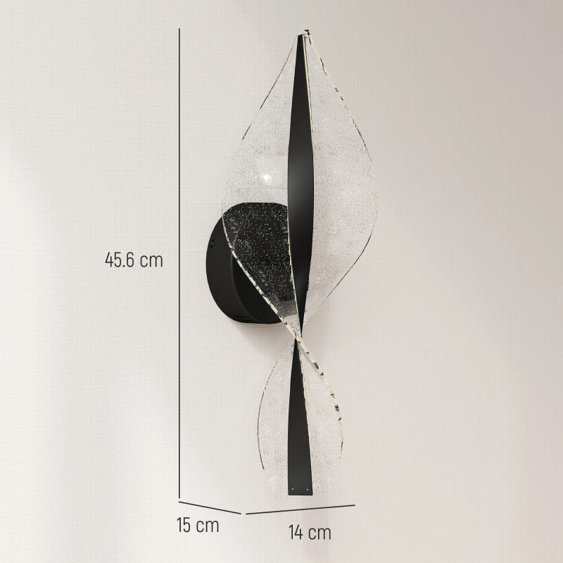 HOMCOM Led Wall Lamp 2 Pack, 13W Modern Indoor Spiral Wall Light, Colour Temperature Adjustable 3000K/4000K/6500K, for Bedroom, Living Room, Hallway, Stairs, Black