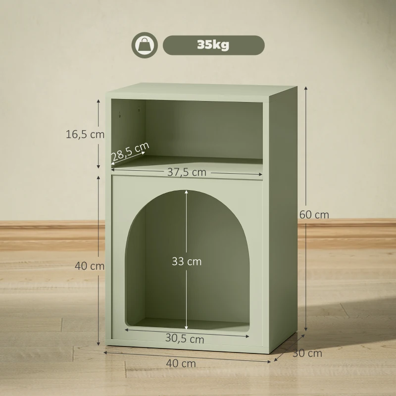 HOMCOM Mesilla de Noche Estrecha con 2 Compartimentos Abiertos Diseño en Forma de Arco 40x30x60 cm Verde