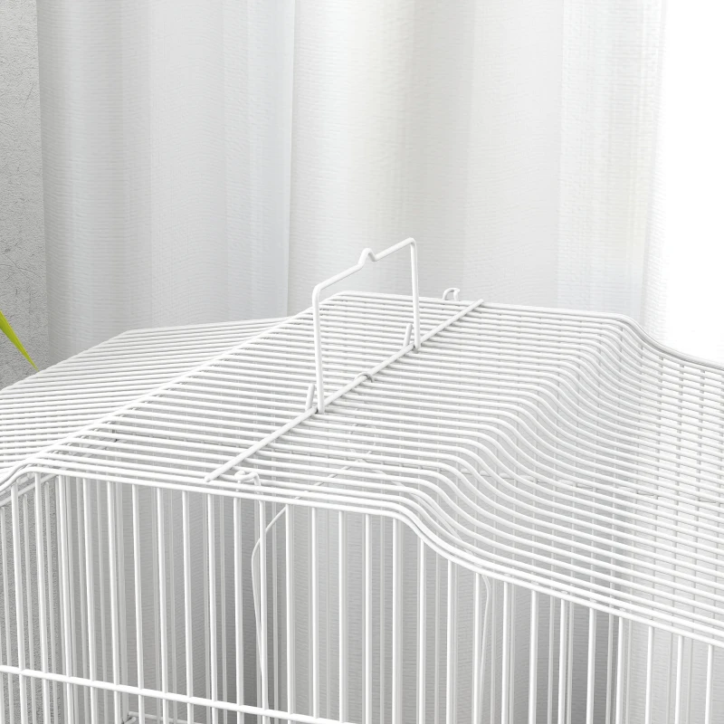 PawHut Large Metal Bird Cage with Perches, Food Bowls, Swing, for Budgies, Parakeets, White