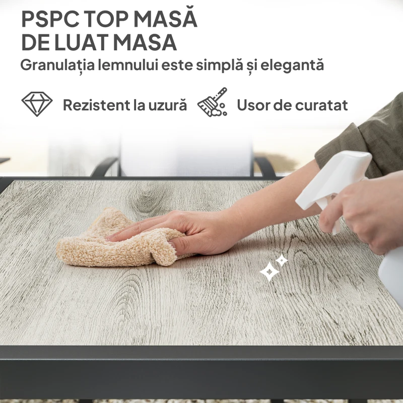 Outsunny Set de Grădină cu Masă de Prânz Dreptunghiulară și 8 Scaune Empilabile cu Brațe, Gri