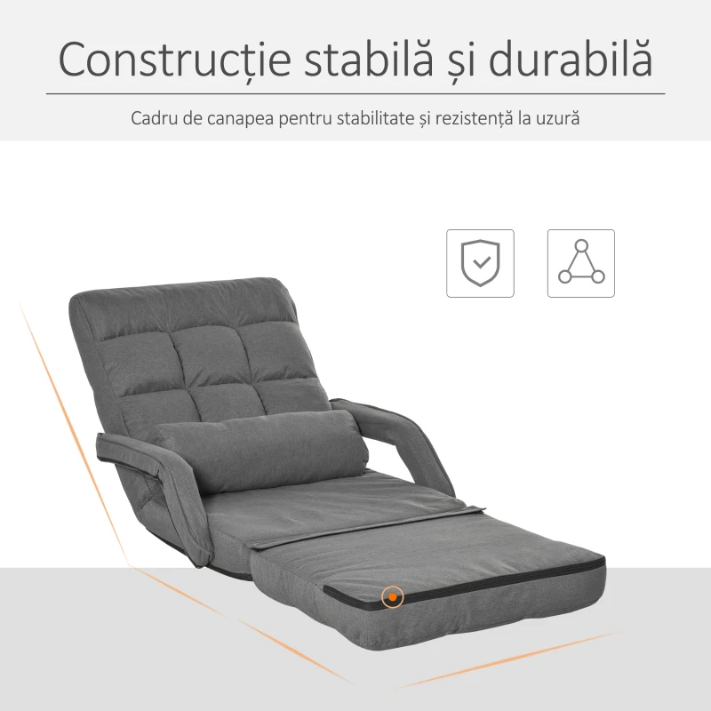 HOMCOM Fotoli Pat reglabil pe 5 nivele 78x62x70cm, gri(m-7)