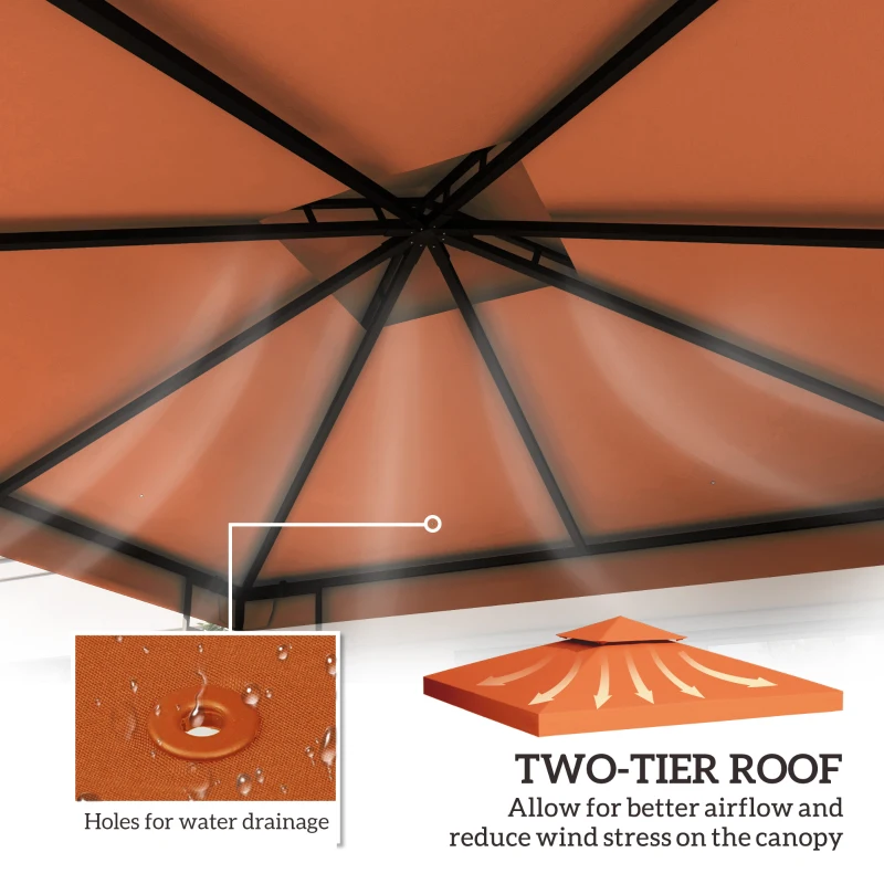 Outsunny Gazebo Replacement Canopy 3x3 m-Rusty Red