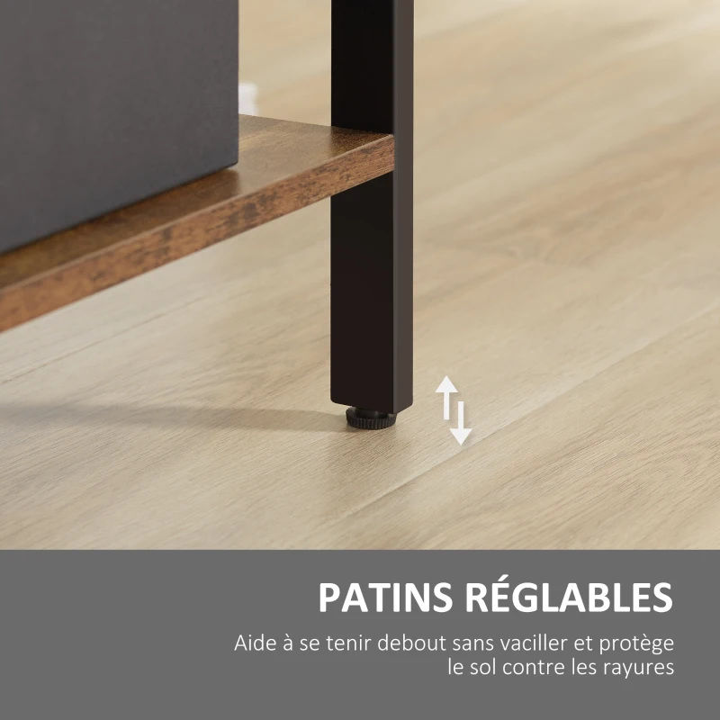 HOMCOM Bibliothèque étagère de rangement à 5 niveaux avec compartiments ouverts 74 x 30 x 157,5 cm brun rustique et noir