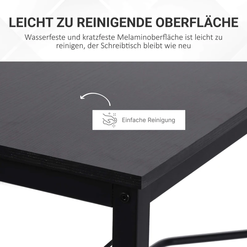 HOMCOM Computertisch Schreibtisch L-Form Eckschreibtisch Winkelschreibtisch MDF Schwarz 150 x 150 x 76 cm
