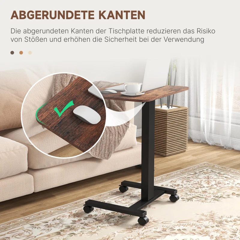 Vinsetto Stehpult Stehtisch, Laptoptisch, höhenverstellbar, 4 Rollen, 65 cm x 48 cm x 108 cm, Braun + Schwarz
