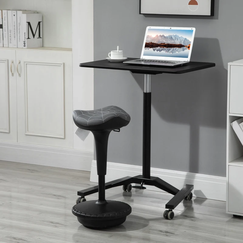 Vinsetto Bürohocker mit Schwenkfunktion, ergonomischer Hocker, höhenverstellbar 65,5-83,5 cm 120° neigbar Grau
