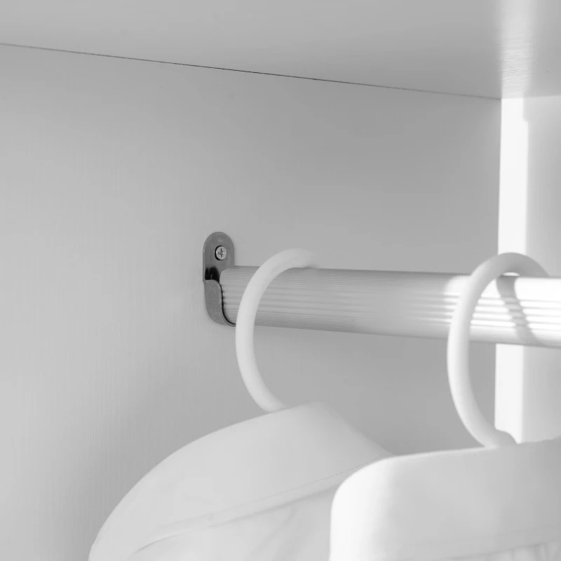 HOMCOM Mobile Appendiabiti con Barra in Alluminio e 2 Ripiani Aperti, in Truciolato, 60x40x128 cm, Bianco