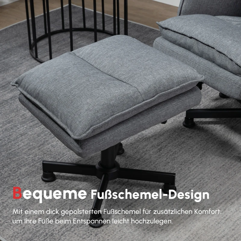 HOMCOM Poltrona Relax com Massagem e Apoio para os Pés Estofada em Linho com Controlo Remoto e 8 Áreas de Massagem 78x81x99cm Cinza
