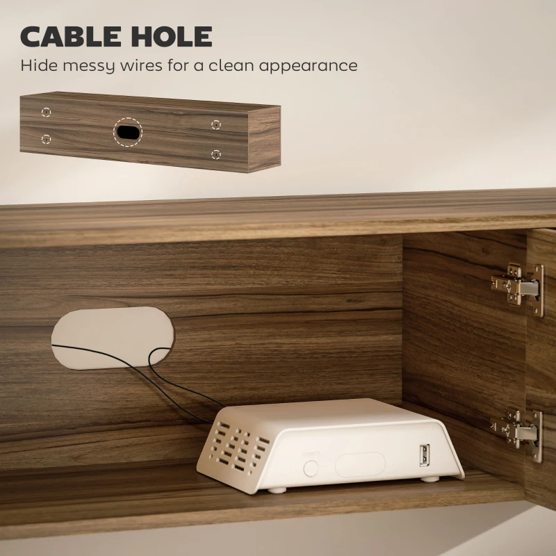 HOMCOM Floating TV Unit, 150 cm Wall Mounted TV Stand Cabinet with Shelves and Doors, Entertainment Media Console for Living Room, Bedroom, Rustic Brown