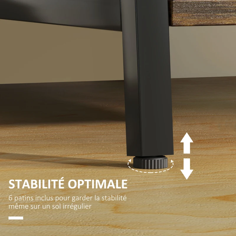 HOMCOM Bureau d'ordinateur, bureau avec rangement  industriel 120 x 60 cm, 2 étagères et cadre en acier, marron