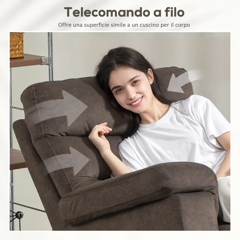 HOMCOM Poltrona Alzapersona Reclinabile Massaggiante e Riscaldante con Doppio Motore, Marrone Scuro