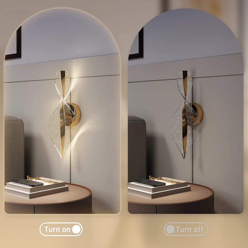 HOMCOM Led Wall Lamp 2 Pack, 13W Modern Indoor Spiral Wall Light, Colour Temperature Adjustable 3000K/4000K/6500K, for Bedroom, Living Room, Hallway, Stairs, Gold Tone