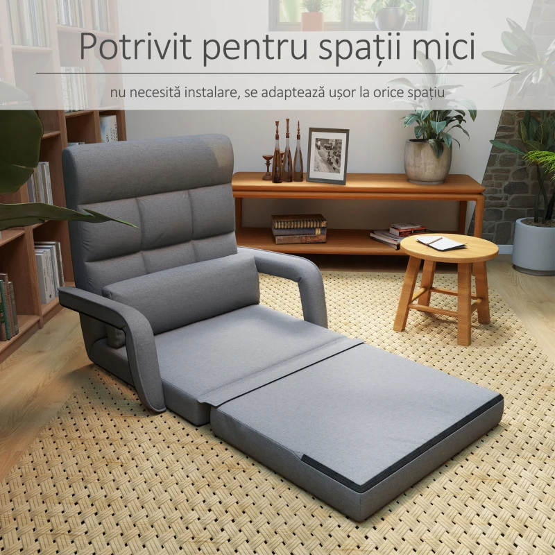 HOMCOM Fotoli Pat reglabil pe 5 nivele 78x62x70cm, gri(m-8)