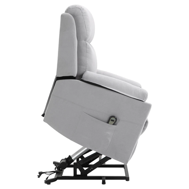HOMCOM elektrischer Aufstehsessel Sessel mit Aufstehhilfe für Senior Relaxsessel TV Sessel mit schlaffunktion und aufstehhilfe Fernsehsessel Liegefunktion Leinen-Touch Hellgrau 83 x 89 x 102 cm