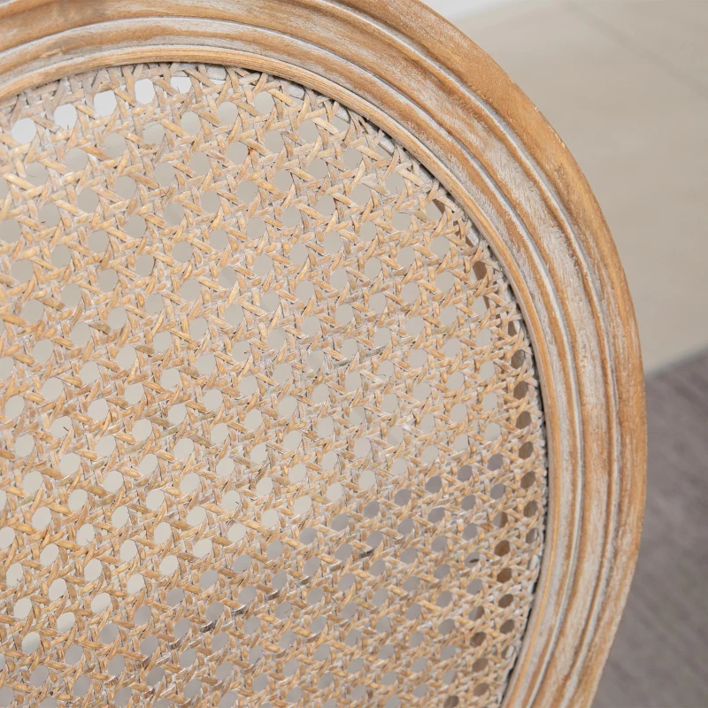 HOMCOM Küchenstühle im 2er-Set, weich gepolstert, Vintage-Design, Rattanoptik, Beige