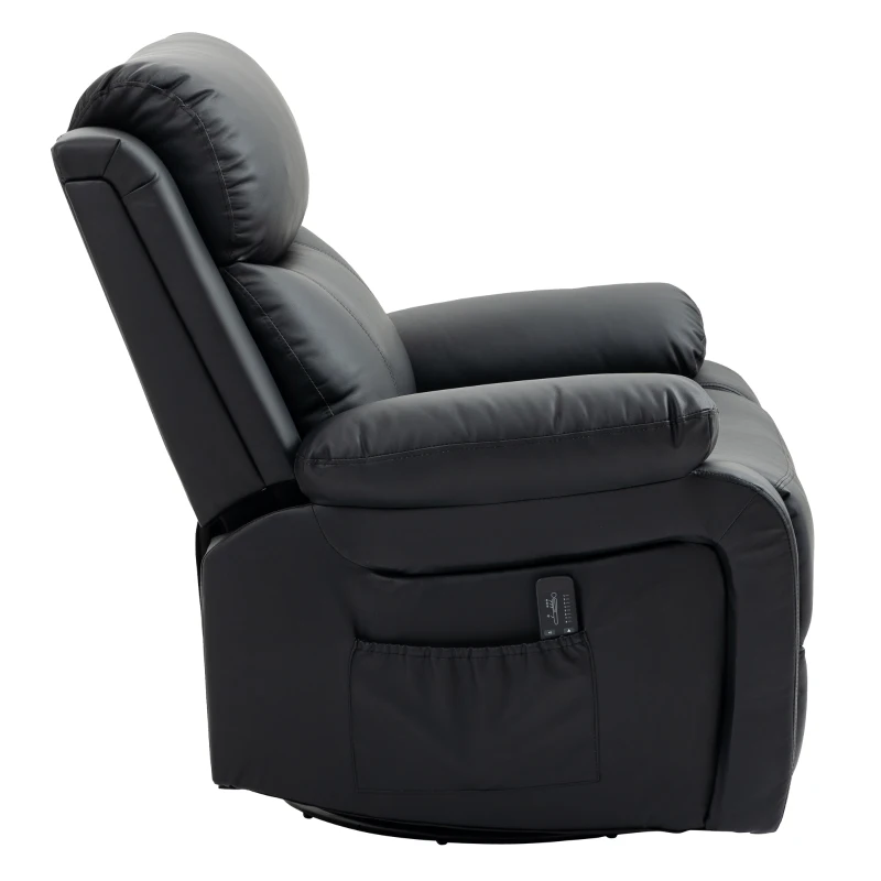 HOMCOM Massagesessel mit 8 Vibrationsköpfen, Relaxsessel, verstellbare Rückenlehne + Fußstütze, Schwarz