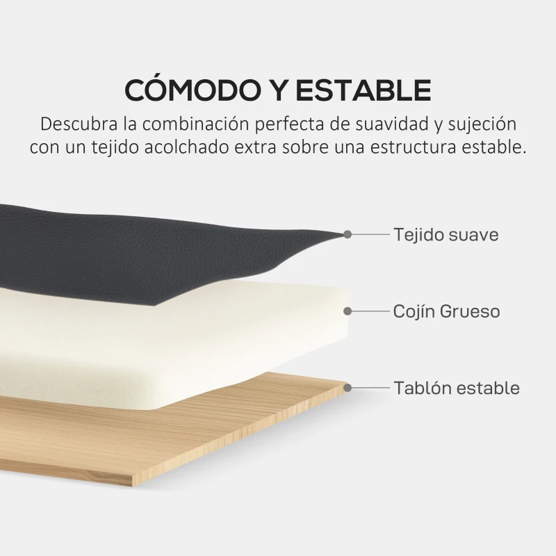 HOMCOM Sofá de 2 Plazas con Tapizado de Cuero Sintético Acolchado Grueso y Patas de Madera para Salón 117x78x78 cm Negro