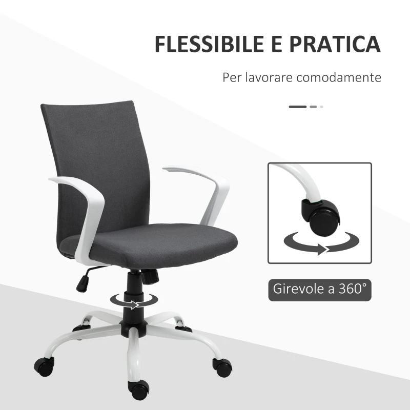 Vinsetto Sedia da Ufficio Ergonomica e Girevole con Altezza Regolabile, 61x61x89-99 cm, Grigio Scuro