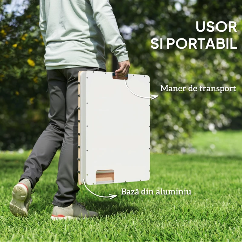 Outsunny Duș Portabil: aluminiu, 4m rezistent UV/apă, plajă/spa, 70x55 cm, Efect Lemn