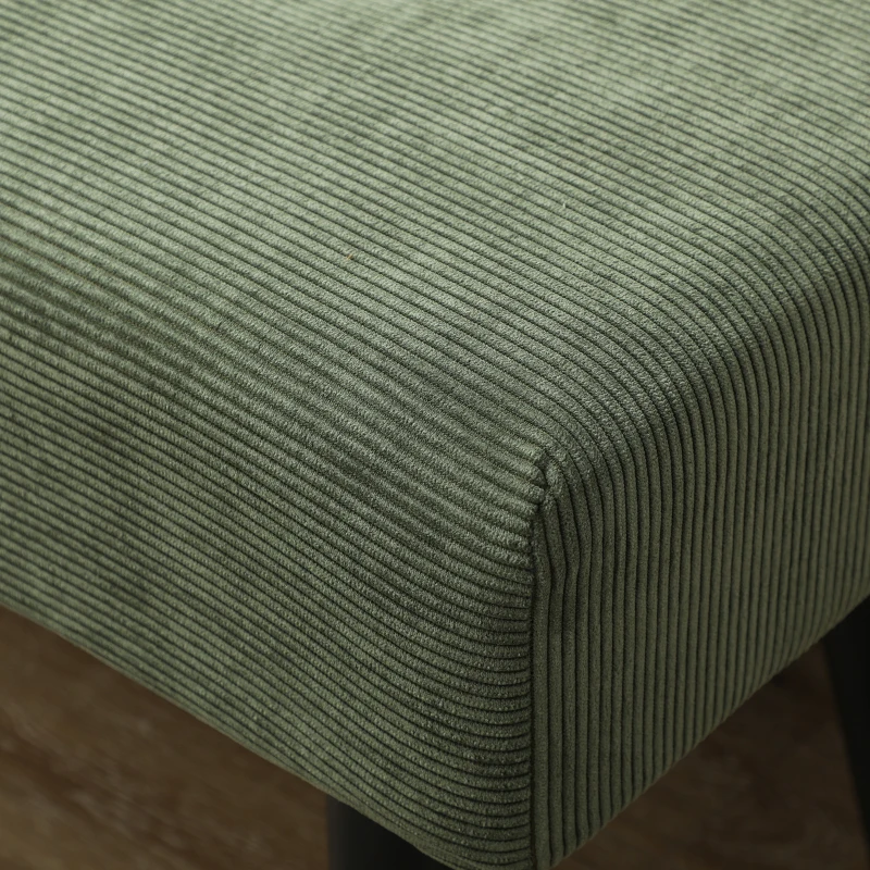 HOMCOM Banc banquette bout de lit rembourré en velours côtelé et pieds en acier noir charge 220 Kg 100 x 36 x 45 cm vert