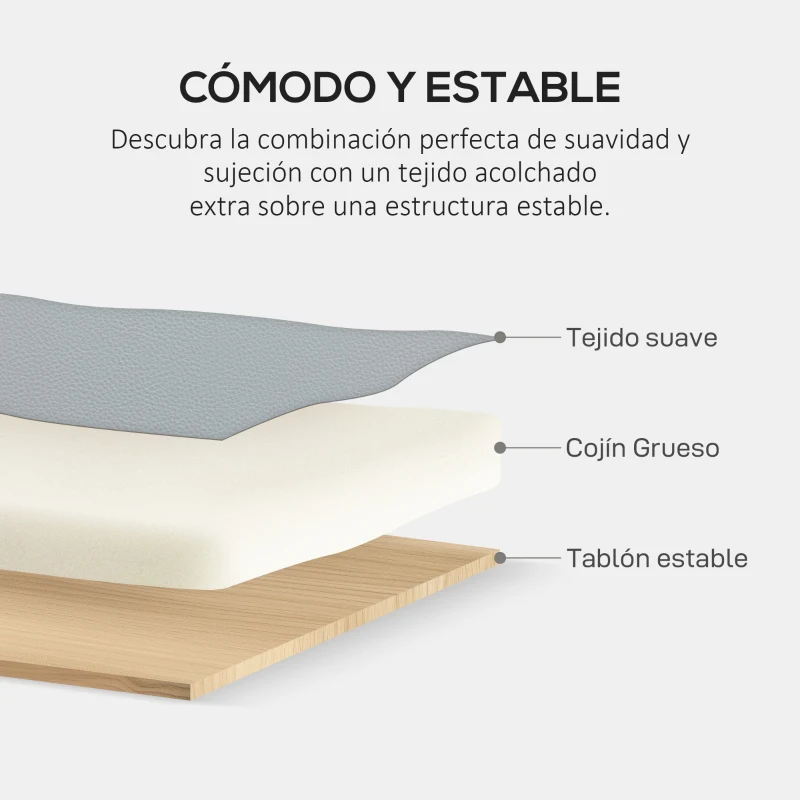 HOMCOM Sofá de 2 Plazas con Tapizado de Cuero Sintético Acolchado Grueso y Patas de Madera para Salón 117x78x78 cm Gris