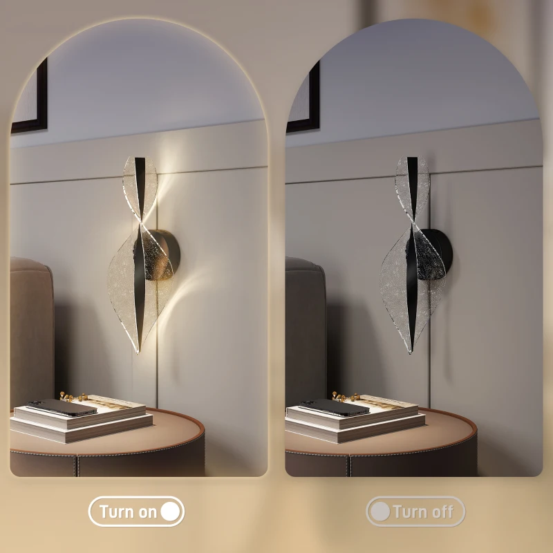 HOMCOM Led Wall Lamp 2 Pack, 13W Modern Indoor Spiral Wall Light, Colour Temperature Adjustable 3000K/4000K/6500K, for Bedroom, Living Room, Hallway, Stairs, Black