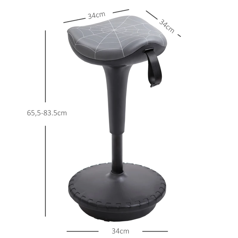 Vinsetto Bürohocker mit Schwenkfunktion, ergonomischer Hocker, höhenverstellbar 65,5-83,5 cm 120° neigbar Grau