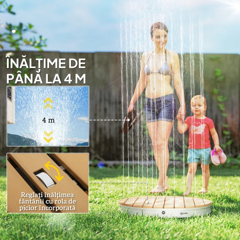 Outsunny Duș de Grădină Portabil cu Înălțime Până la 4 m și Jeturi de Apă Reglabile, Efect de Lemn