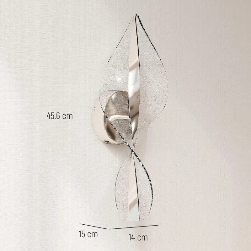 HOMCOM Led Wall Lamp 2 Pack, 13W Modern Indoor Spiral Wall Light, Colour Temperature Adjustable 3000K/4000K/6500K, for Bedroom, Living Room, Hallway, Stairs, Silver Tone