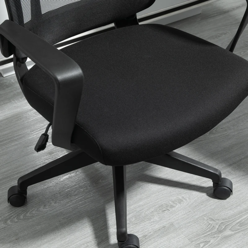 Vinsetto kantoorstoel hoofdsteun stoel voor kantoor aan huis in hoogte verstelbare bureaustoel ergonomisch 360° zwenkwielen kantoor schuimstof nylon zwart 62 x 62 x 113-122 cm