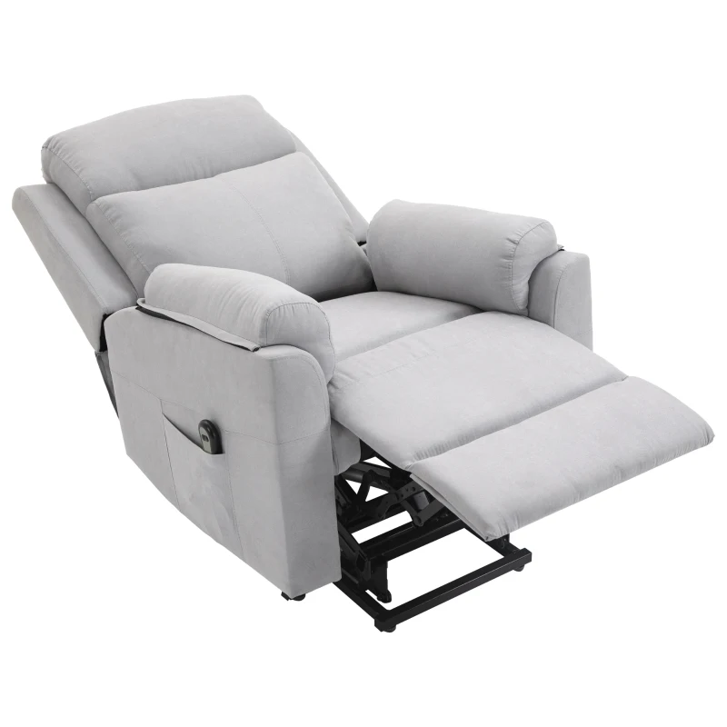HOMCOM elektrischer Aufstehsessel Sessel mit Aufstehhilfe für Senior Relaxsessel TV Sessel mit schlaffunktion und aufstehhilfe Fernsehsessel Liegefunktion Leinen-Touch Hellgrau 83 x 89 x 102 cm