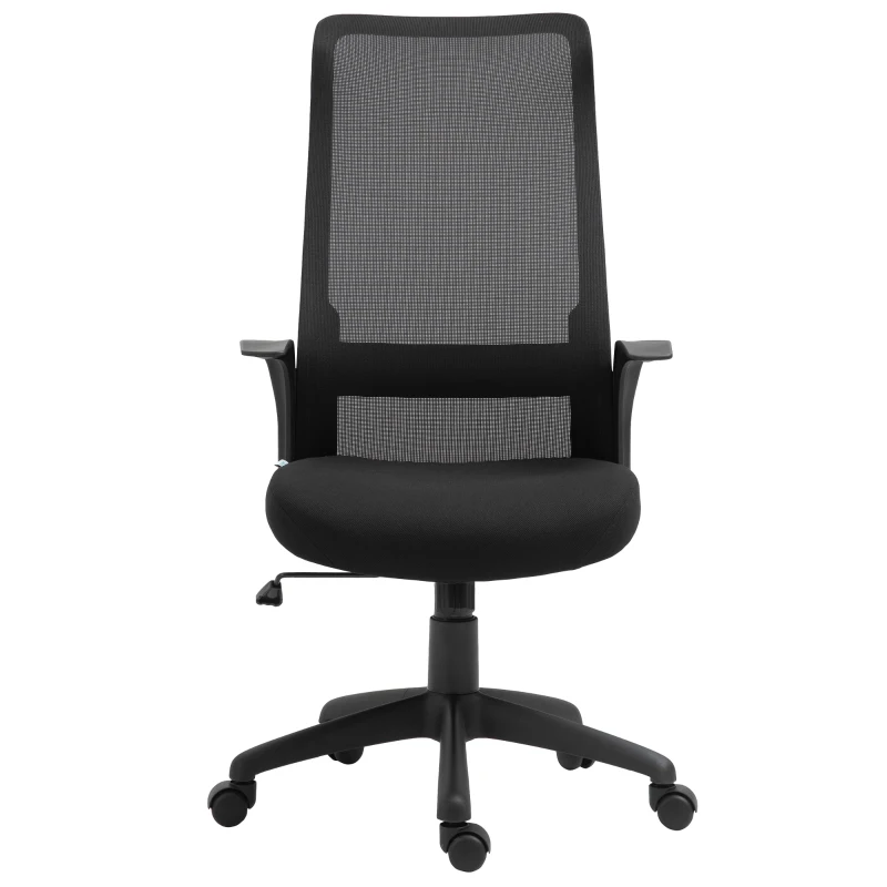 Vinsetto kantoorstoel hoofdsteun stoel voor kantoor aan huis in hoogte verstelbare bureaustoel ergonomisch 360° zwenkwielen kantoor schuimstof nylon zwart 62 x 62 x 113-122 cm