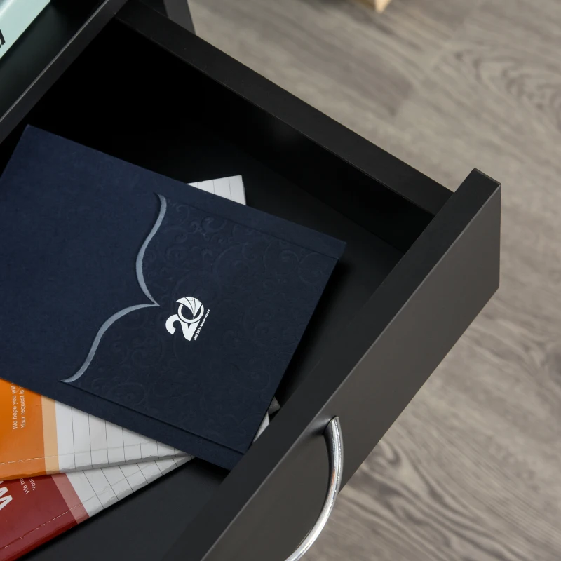 HOMCOM Caisson de bureau rangement bureau sur roulettes tiroir placard niche panneaux particules noir