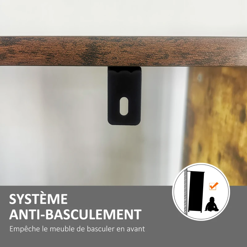 HOMCOM Bibliothèque étagère de rangement à 5 niveaux avec compartiments ouverts 74 x 30 x 157,5 cm brun rustique et noir