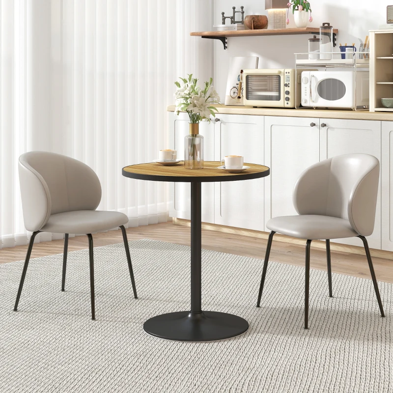 HOMCOM Table à manger ronde pour 2 à 4 personne Ø70 cm moderne avec plateau effet bois et base ronde, chêne