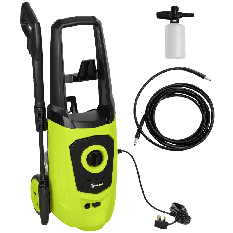 DURHAND 1800W High Pressure Washer, 150 Bar Pressure, 510 L/h Flow, High-Performance Portable Power Jet Wash Cleaner Green