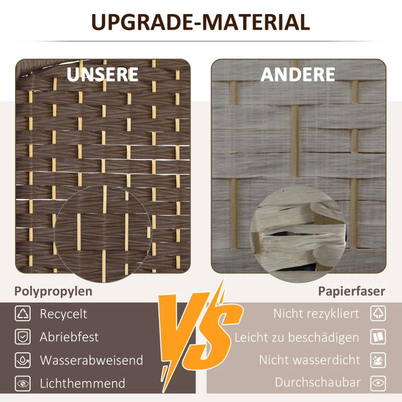 HOMCOM Kamerverdeler, 3-delige vouwbare wand, Vlechtpatroon, Vurenhout, Bruin