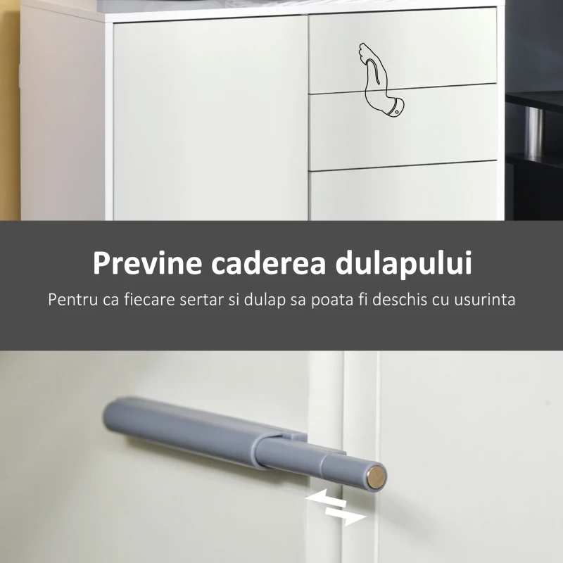 HOMCOM Dulapior Multifunctional 2 Sertare si 2 Dulapioare Deschidere prin Presiune(m-6)