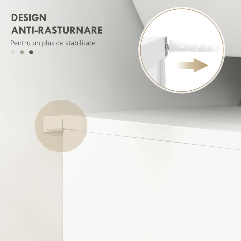 Kleankin Mobilier subchiuveta pentru Baie cu 2 Usi, Dulapior cu Economisire de spatiu pentru Chiuveta din Lemn cu Polita Reglabila, Alb(m-6)