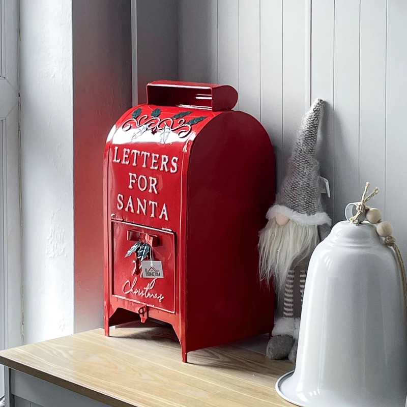 HOMCOM A5 Christmas Letter Postbox - Red/White