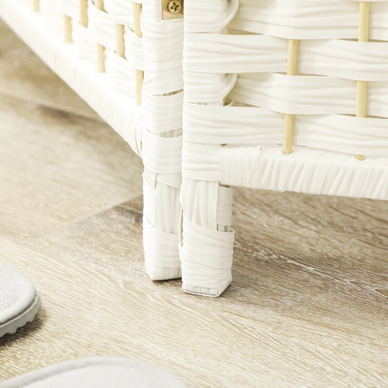 HOMCOM Kamerscherm, 4-delig vouwbaar scherm, Vlechtpatroon, Dennenhout, Wit