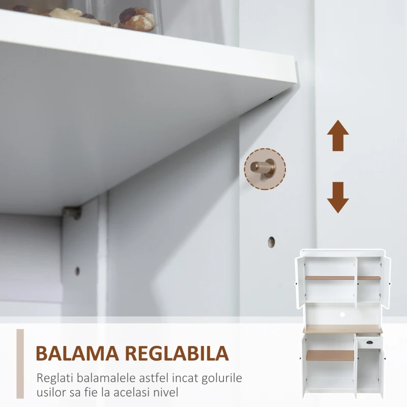 HOMCOM Bufet de Bucatarie cu Blat pentru Cuptor Alb(m-6)