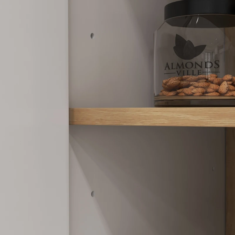 HOMCOM Alacena de Cocina con 4 Puertas Encimera para Microondas Estantes Ajustables Orificio de Cable y Patas de Madera Blanco