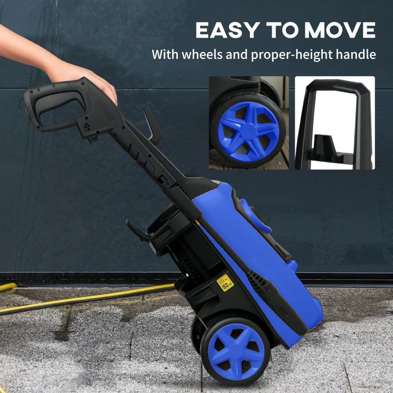 DURHAND High Pressure Washer, 150 Bar Pressure, 510 L/h Flow, 1800W, High-Performance Portable Power Jet Wash Cleaner, Blue